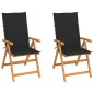 Gartenstühle 2 Stk. mit Schwarzen Kissen Massivholz Teak Gartenstühle 2 Stk. mit Schwarzen Kissen Massivholz Teak