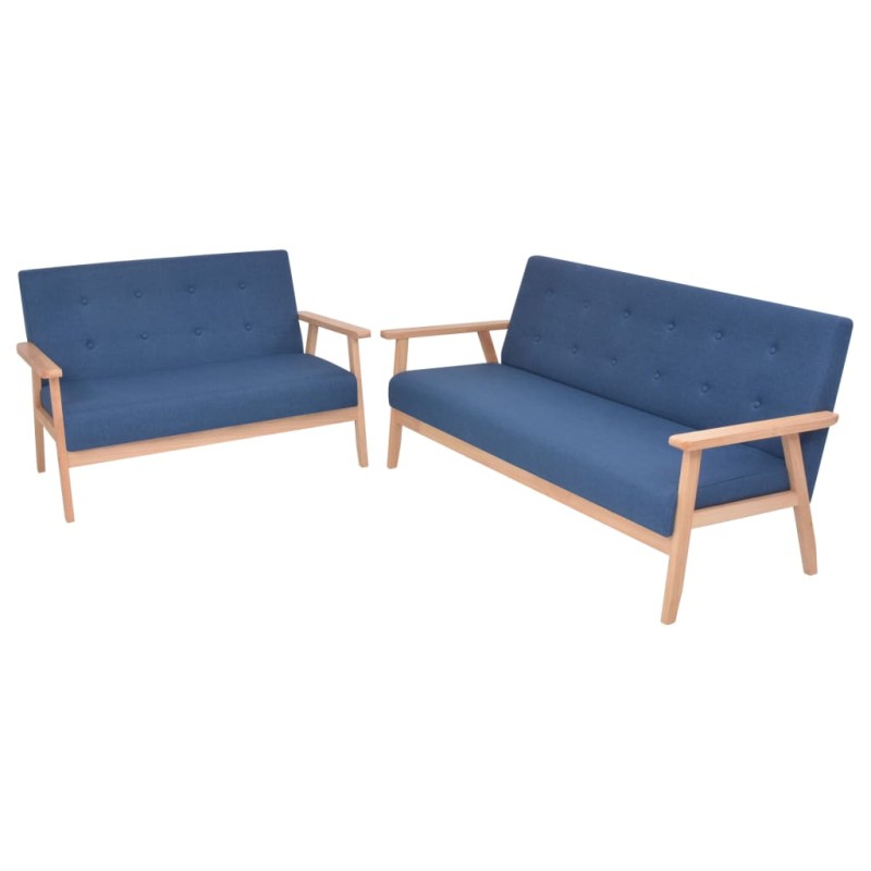 vidaXL Sofagarnitur 2-tlg. Stoff Blau vidaXL Sofagarnitur 2-tlg. Stoff Blau