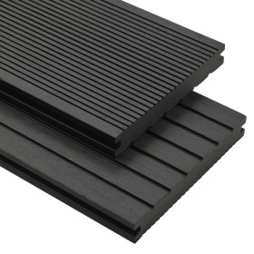 vidaXL WPC Massive Terrassendielen mit Zubehör 16 m² 2,2 m Schwarz