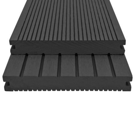 vidaXL WPC Massive Terrassendielen mit Zubehör 16 m² 2,2 m Schwarz