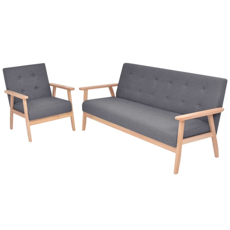 vidaXL Sofa-Set 2-tlg. Stoff Dunkelgrau vidaXL Sofa-Set 2-tlg. Stoff Dunkelgrau