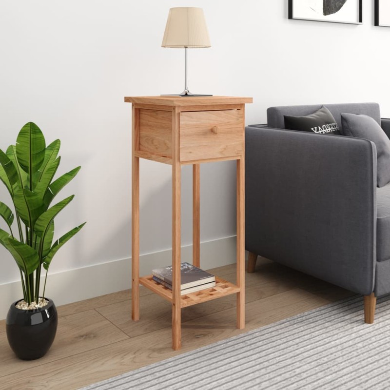 vidaXL Beistelltisch mit Schublade 25x25x60 cm Massivholz Nussbaum 