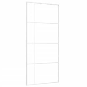 vidaXL Schiebetür ESG-Mattglas und Aluminium 90x205 cm Weiß