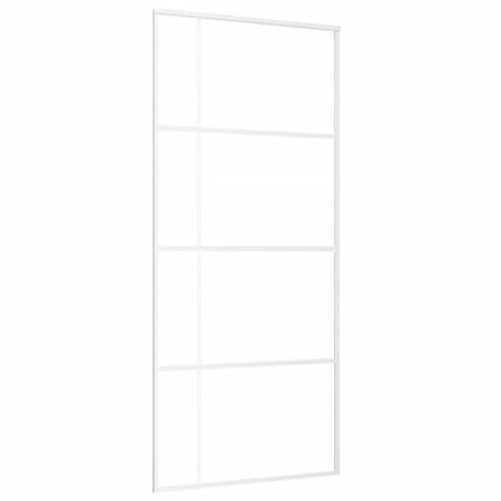 vidaXL Schiebetür ESG-Mattglas und Aluminium 90x205 cm Weiß