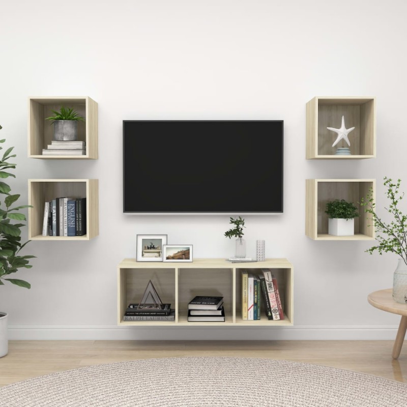 vidaXL 5-tlg. TV-Schrank-Set Sonoma-Eiche Holzwerkstoff vidaXL 5-tlg. TV-Schrank-Set Sonoma-Eiche Holzwerkstoff