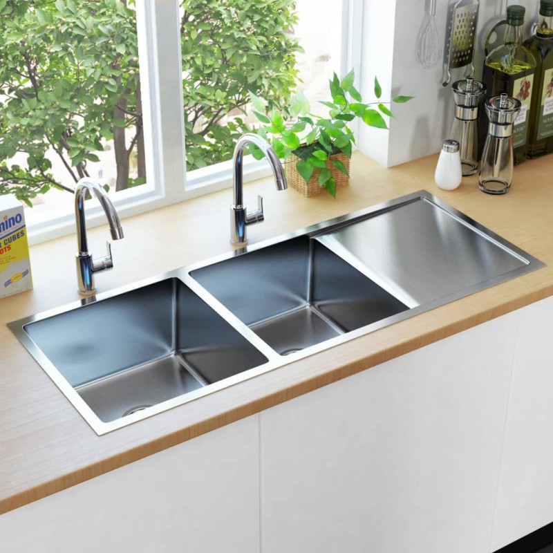 vidaXL Handgefertigte Küchenspüle Edelstahl vidaXL Handgefertigte Küchenspüle Edelstahl