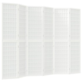 vidaXL 6-tlg. Paravent Japanischer Stil Faltbar 240x170 cm Weiß