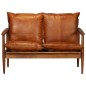 vidaXL 2-Sitzer-Sofa Echtleder Akazienholz Braun vidaXL 2-Sitzer-Sofa Echtleder Akazienholz Braun