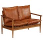 vidaXL 2-Sitzer-Sofa Echtleder Akazienholz Braun vidaXL 2-Sitzer-Sofa Echtleder Akazienholz Braun
