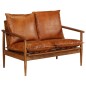 vidaXL 2-Sitzer-Sofa Echtleder Akazienholz Braun vidaXL 2-Sitzer-Sofa Echtleder Akazienholz Braun