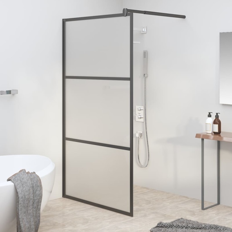 vidaXL Duschwand für Walk-In Dusche 115x195 cm ESG Mattiert Schwarz vidaXL Duschwand für Walk-In Dusche 115x195 cm ESG Mattiert Schwarz