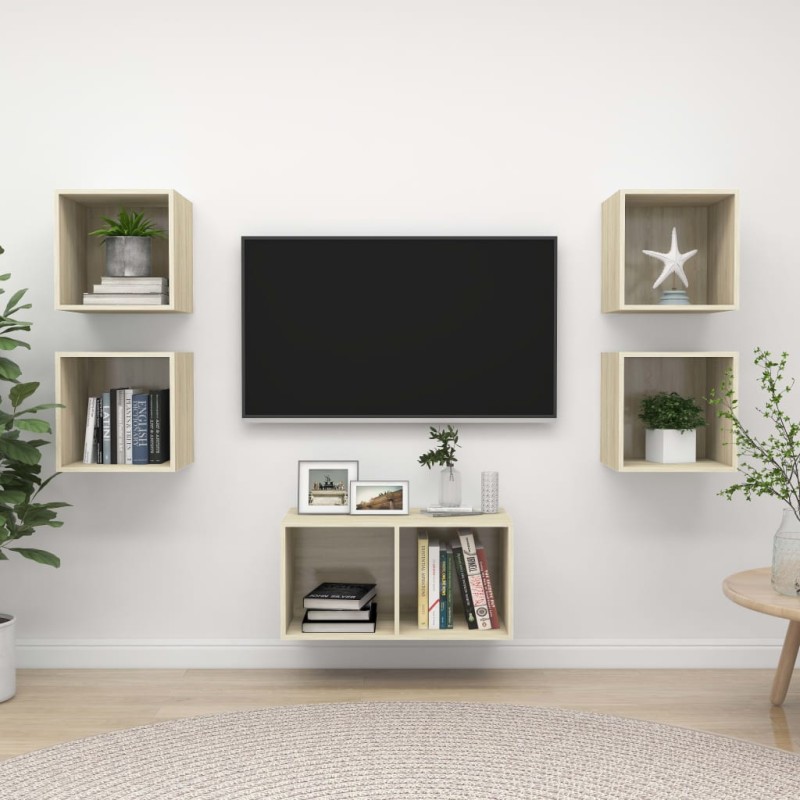 vidaXL 5-tlg. TV-Schrank-Set Sonoma-Eiche Holzwerkstoff vidaXL 5-tlg. TV-Schrank-Set Sonoma-Eiche Holzwerkstoff