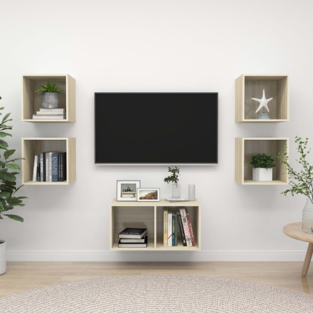 vidaXL 5-tlg. TV-Schrank-Set Sonoma-Eiche Holzwerkstoff
