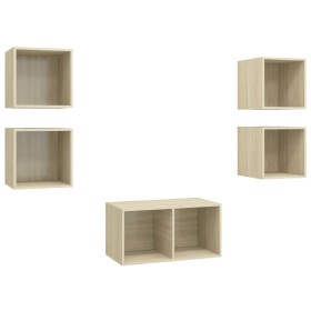 vidaXL 5-tlg. TV-Schrank-Set Sonoma-Eiche Holzwerkstoff