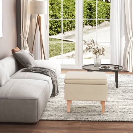 vidaXL Hocker mit Holzbeinen Creme Stoff