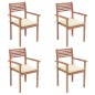 Gartenstühle 4 Stk. mit Cremeweißen Kissen Massivholz Teak Gartenstühle 4 Stk. mit Cremeweißen Kissen Massivholz Teak
