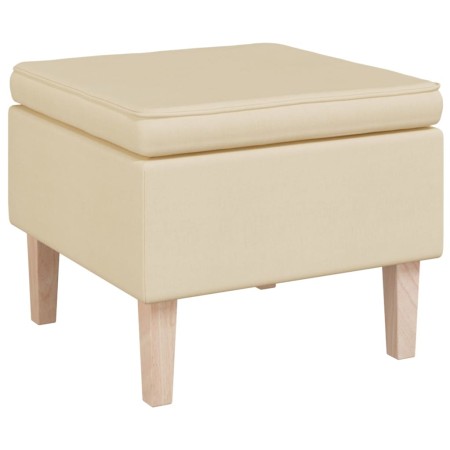 vidaXL Hocker mit Holzbeinen Creme Stoff