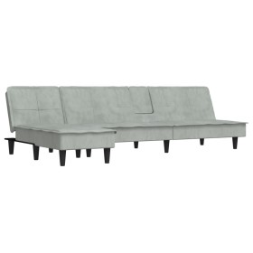 vidaXL Schlafsofa in L-Form Hellgrau 255x140x70 cm Samt