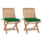 Gartenstühle 2 Stk. mit Grünen Kissen Massivholz Teak Gartenstühle 2 Stk. mit Grünen Kissen Massivholz Teak