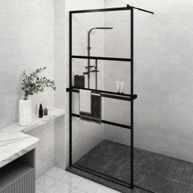 vidaXL Duschwand mit Ablage für Walk-In-Dusche Schwarz 90x195 cm ESG