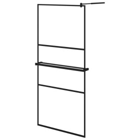 vidaXL Duschwand mit Ablage für Walk-In-Dusche Schwarz 90x195 cm ESG