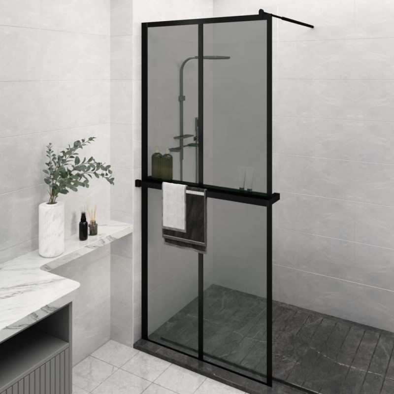 vidaXL Duschwand mit Ablage für Walk-In-Dusche Schwarz 100x195 cm ESG vidaXL Duschwand mit Ablage für Walk-In-Dusche Schwarz 100x195 cm ESG