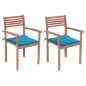 Gartenstühle 2 Stk. mit Blauen Kissen Massivholz Teak Gartenstühle 2 Stk. mit Blauen Kissen Massivholz Teak