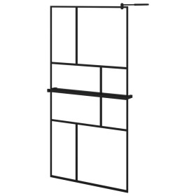 vidaXL Duschwand mit Ablage für Walk-In-Dusche Schwarz 100x195 cm ESG