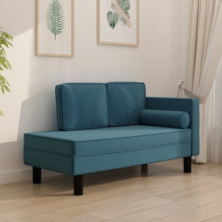 vidaXL Chaiselongue mit Kissen und Nackenrolle Blau Samt