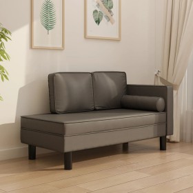 vidaXL Chaiselongue mit Kissen und Nackenrolle Grau Kunstleder