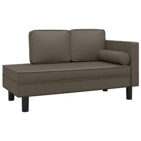vidaXL Chaiselongue mit Kissen und Nackenrolle Grau Kunstleder