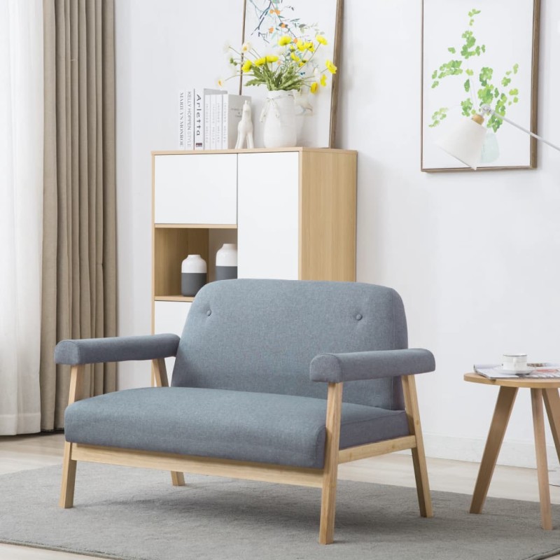 vidaXL 2-Sitzer-Sofa Stoff Hellgrau vidaXL 2-Sitzer-Sofa Stoff Hellgrau