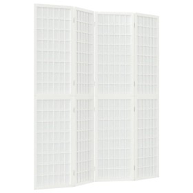 vidaXL 4-tlg. Paravent Japanischer Stil Faltbar 160x170 cm Weiß