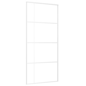 vidaXL Schiebetür ESG-Glas und Aluminium 90x205 cm Weiß