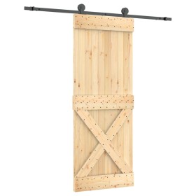 vidaXL Schiebetür mit Beschlag 80x210 cm Massivholz Kiefer