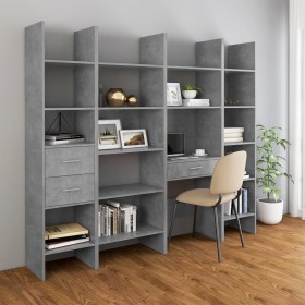 vidaXL 4-tlg. Bücherregal-Set Betongrau Holzwerkstoff