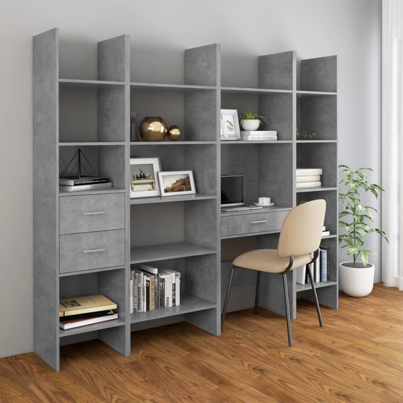vidaXL 4-tlg. Bücherregal-Set Betongrau Holzwerkstoff vidaXL 4-tlg. Bücherregal-Set Betongrau Holzwerkstoff