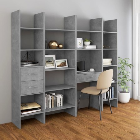 vidaXL 4-tlg. Bücherregal-Set Betongrau Holzwerkstoff