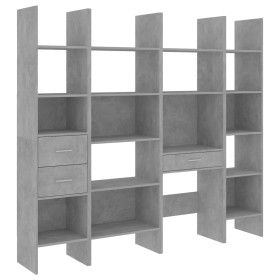 vidaXL 4-tlg. Bücherregal-Set Betongrau Holzwerkstoff