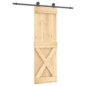 vidaXL Schiebetür mit Beschlag 70x210 cm Massivholz Kiefer