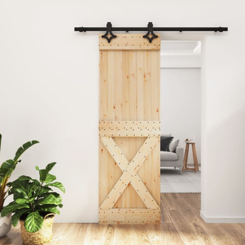 vidaXL Schiebetür mit Beschlag 70x210 cm Massivholz Kiefer vidaXL Schiebetür mit Beschlag 70x210 cm Massivholz Kiefer