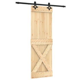 vidaXL Schiebetür mit Beschlag 70x210 cm Massivholz Kiefer
