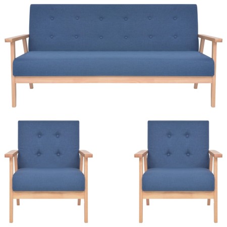 vidaXL 3-tlg. Sofagarnitur Stoff Blau