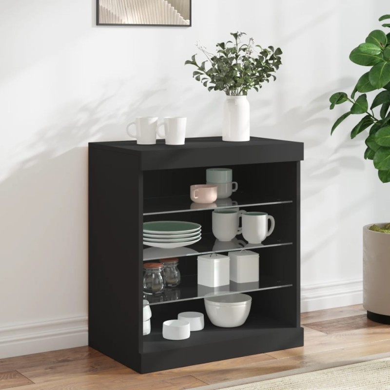 vidaXL Sideboard mit LED-Leuchten Schwarz 60,5x37x67 cm vidaXL Sideboard mit LED-Leuchten Schwarz 60,5x37x67 cm