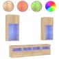 vidaXL 5-tlg. Wohnwand mit LED-Beleuchtung Sonoma-Eiche Holzwerkstoff vidaXL 5-tlg. Wohnwand mit LED-Beleuchtung Sonoma-Eiche Holzwerkstoff