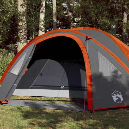 vidaXL Campingzelt 4 Personen Grau & Orange 300x250x132 cm 185T Taft