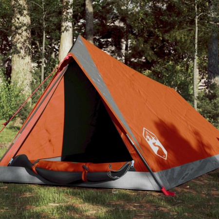vidaXL Campingzelt 2 Personen Grau & Orange 200x120x88/62 cm 185T Taft