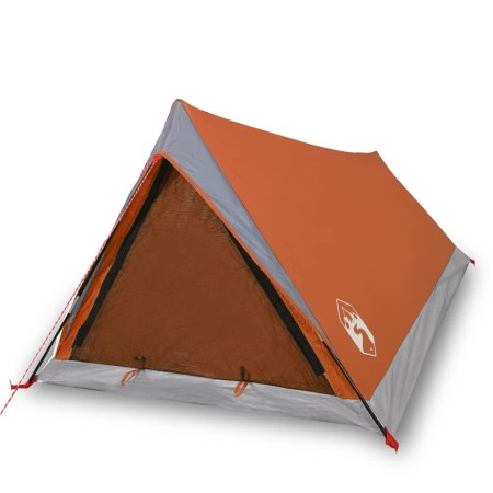 vidaXL Campingzelt 2 Personen Grau & Orange 200x120x88/62 cm 185T Taft