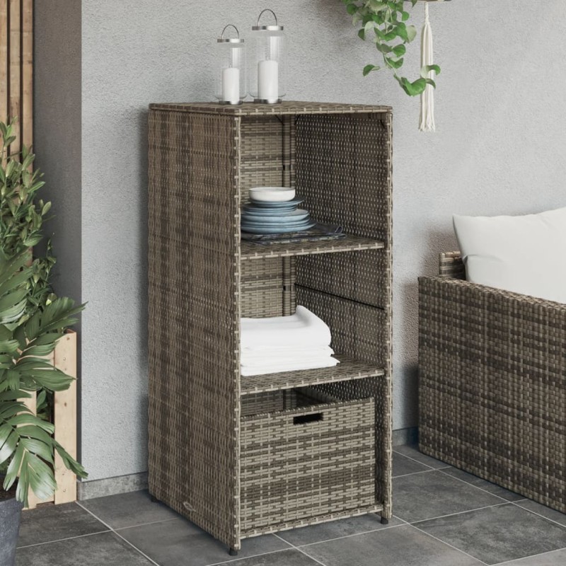 vidaXL Gartenschrank Grau 50x55x115 cm Poly Rattan vidaXL Gartenschrank Grau 50x55x115 cm Poly Rattan