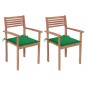 Gartenstühle 2 Stk. mit Grünen Kissen Massivholz Teak Gartenstühle 2 Stk. mit Grünen Kissen Massivholz Teak